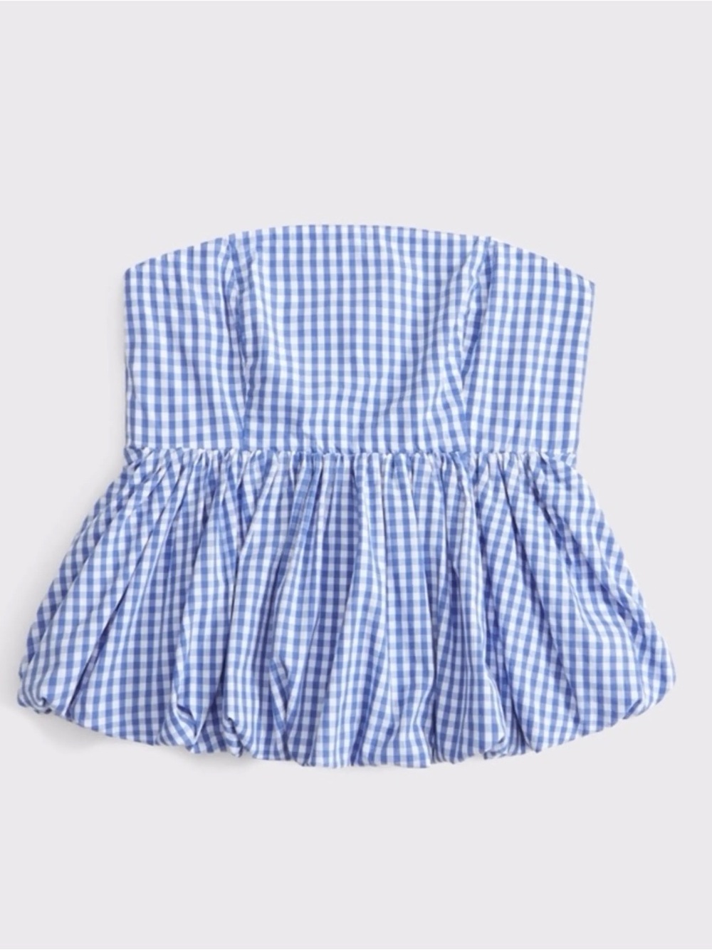 Abercrombie Strapless Blue Gingham Peplum Top